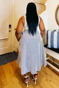 Seaside Influence Grey Stripe Dress
